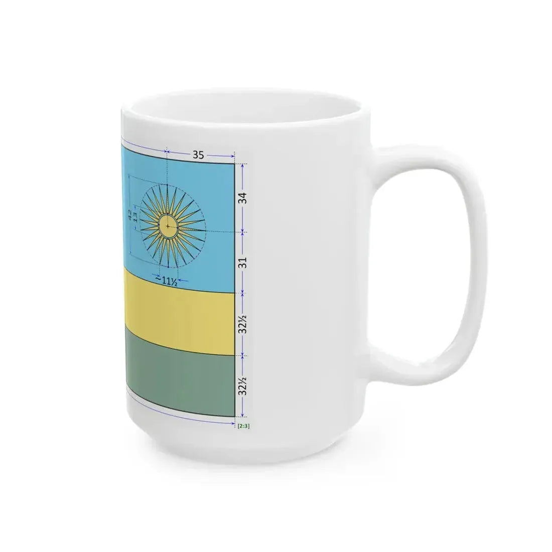 Flag of Rwanda construction sheet (Rwanda) White Coffee Mug - Go Mug Yourself