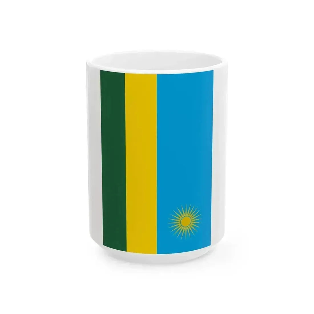 Flag of Rwanda rotated (Rwanda) White Coffee Mug 15oz - Go Mug Yourself