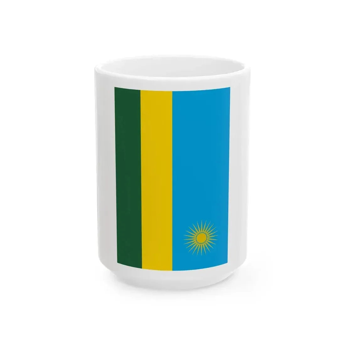 Flag of Rwanda rotated (Rwanda) White Coffee Mug 15oz - Go Mug Yourself