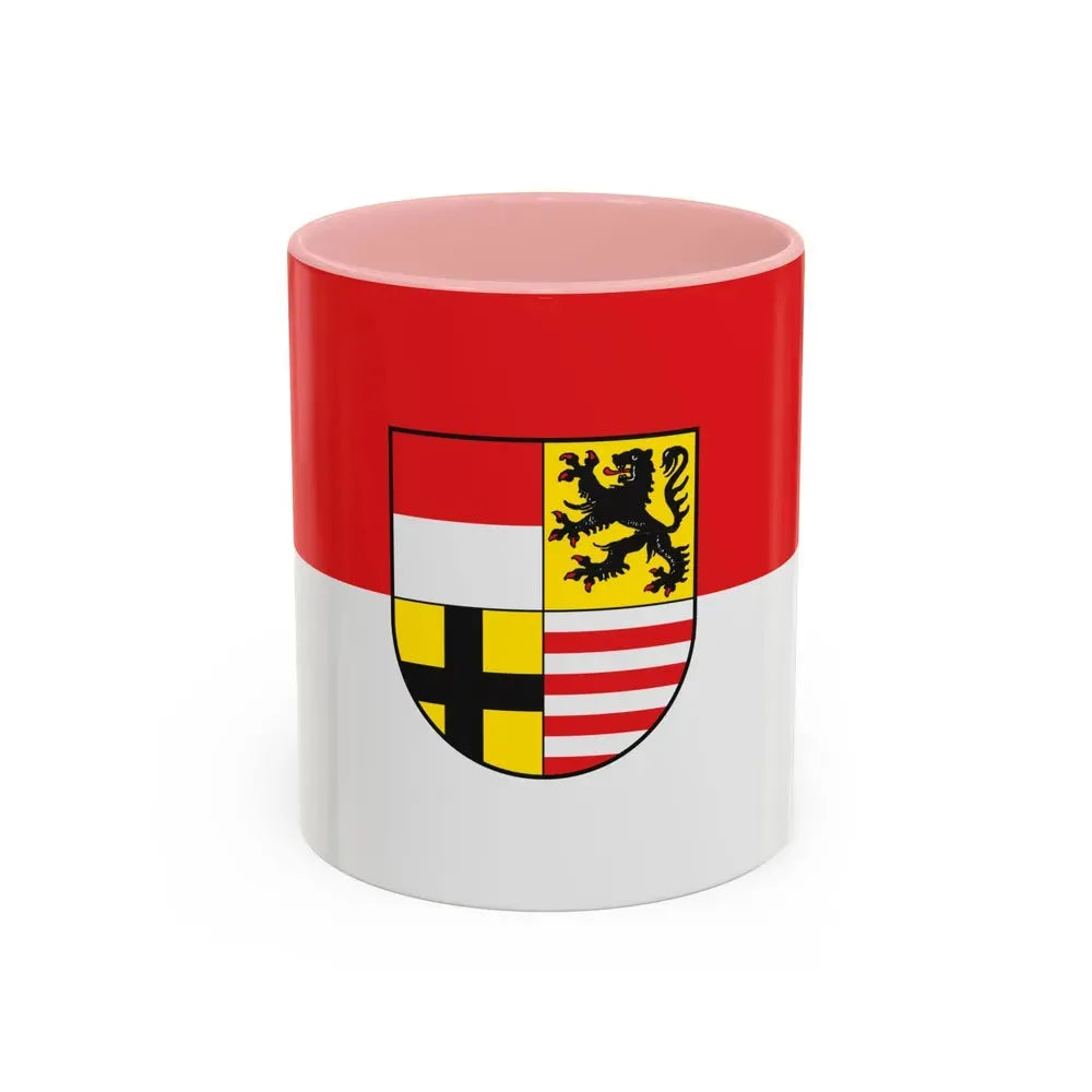 Flag of Saalekreis Germany - Accent Coffee Mug 11oz Pink - Go Mug Yourself