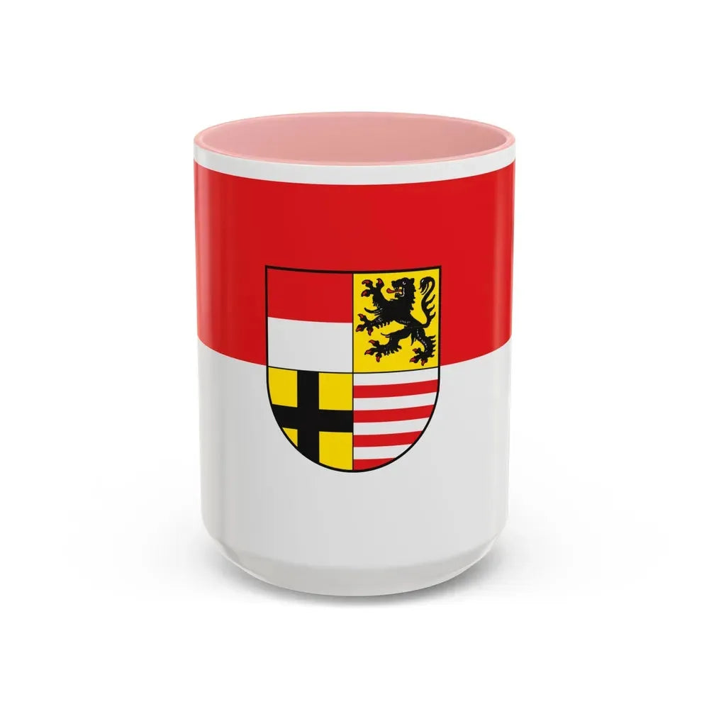 Flag of Saalekreis Germany - Accent Coffee Mug 15oz Pink - Go Mug Yourself