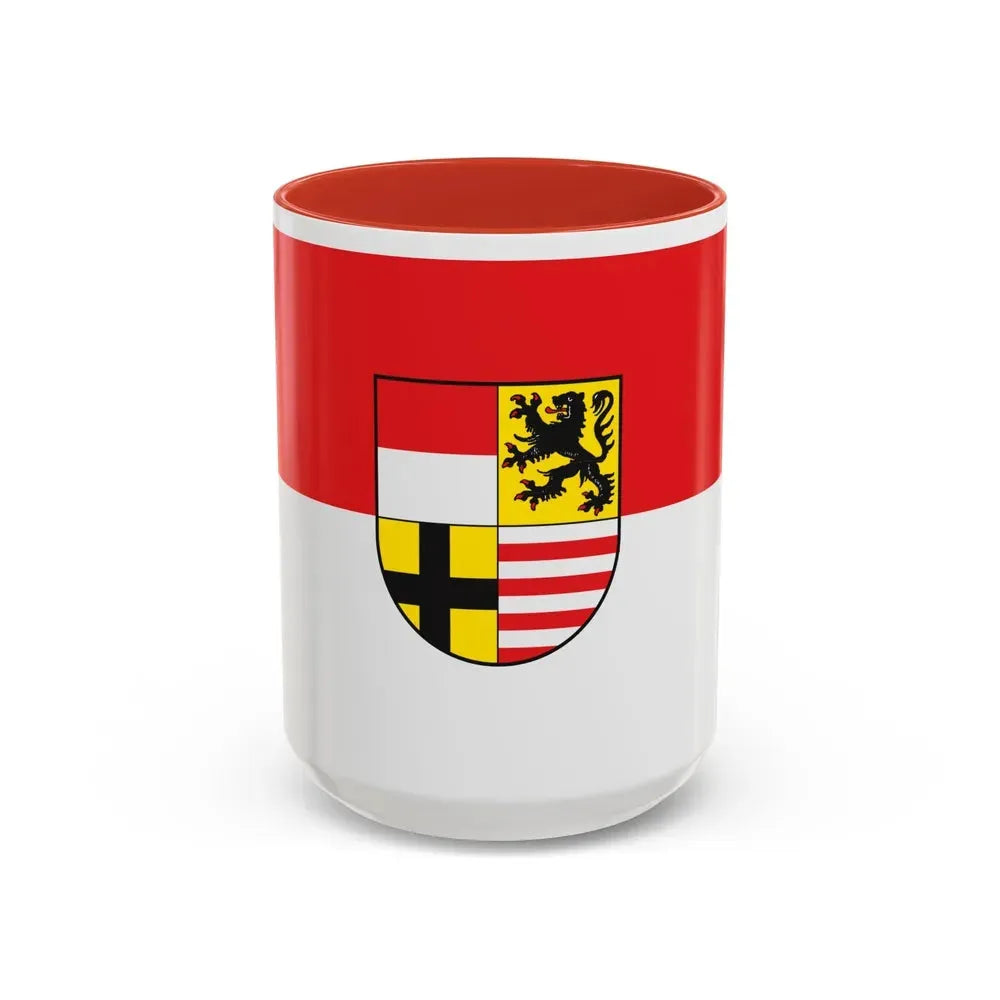 Flag of Saalekreis Germany - Accent Coffee Mug 15oz Red - Go Mug Yourself