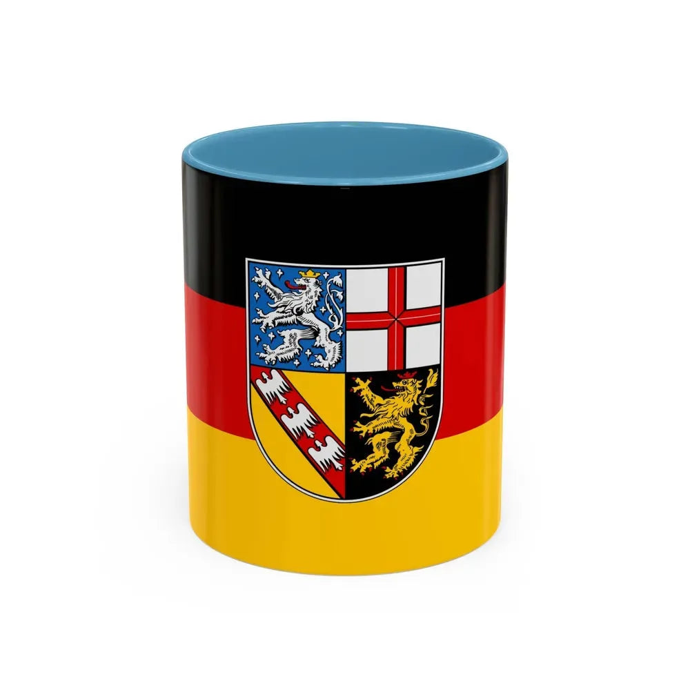 Flag of Saarland Germany - Accent Coffee Mug 11oz Light Blue - Go Mug Yourself