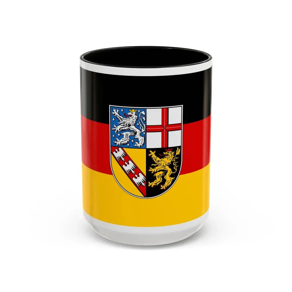 Flag of Saarland Germany - Accent Coffee Mug 15oz Black - Go Mug Yourself