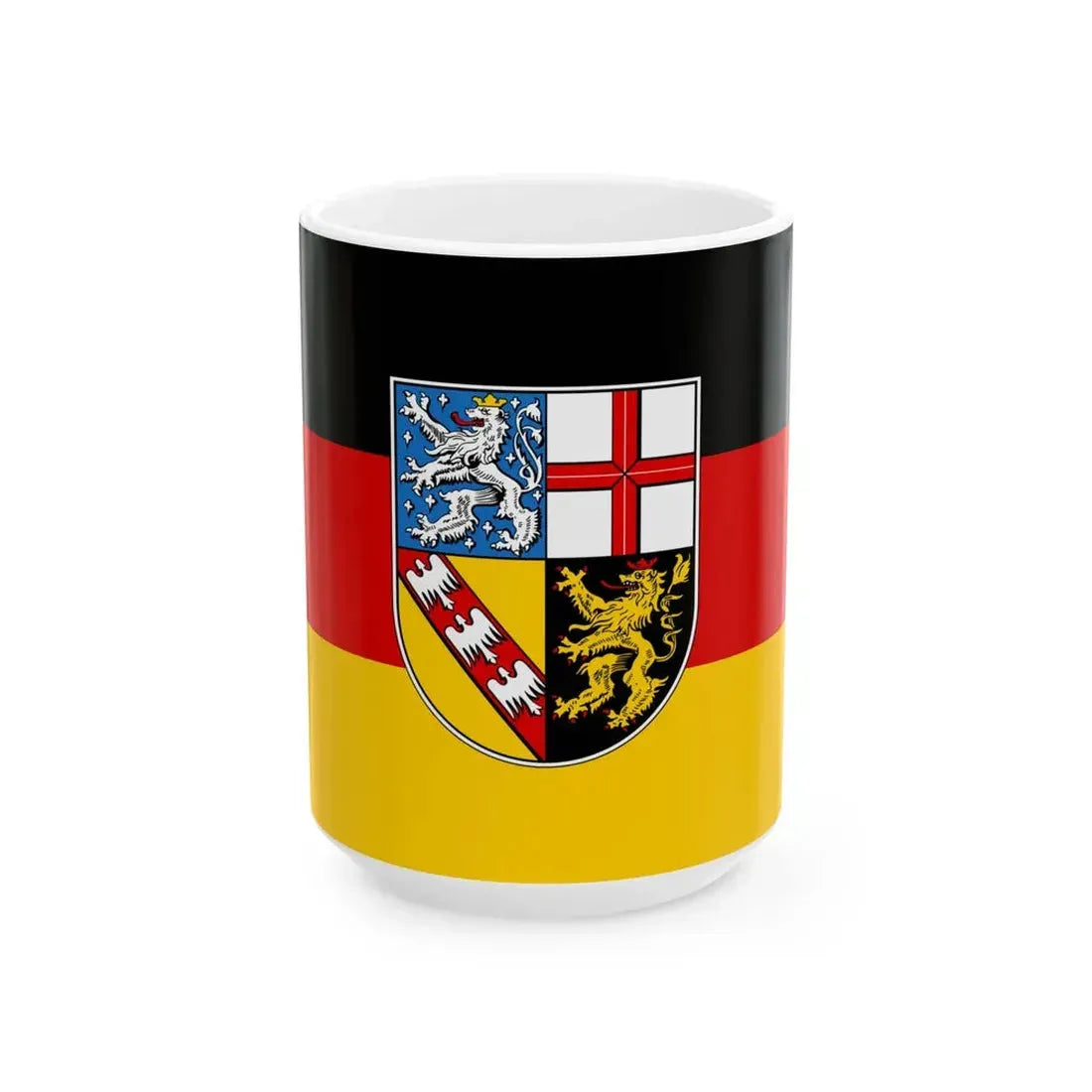 Flag of Saarland (Germany) White Coffee Mug 15oz - Go Mug Yourself