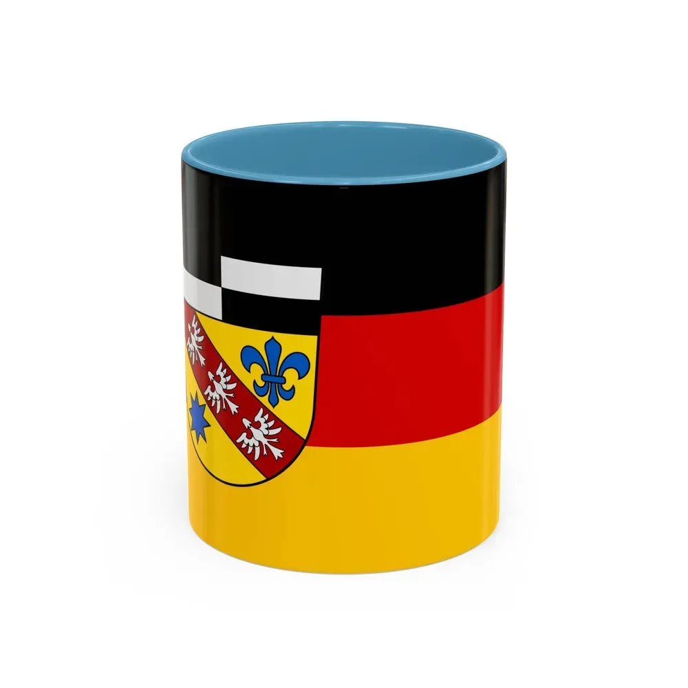 Flag of Saarlouis Germany - Accent Coffee Mug 11oz Light Blue - Go Mug Yourself