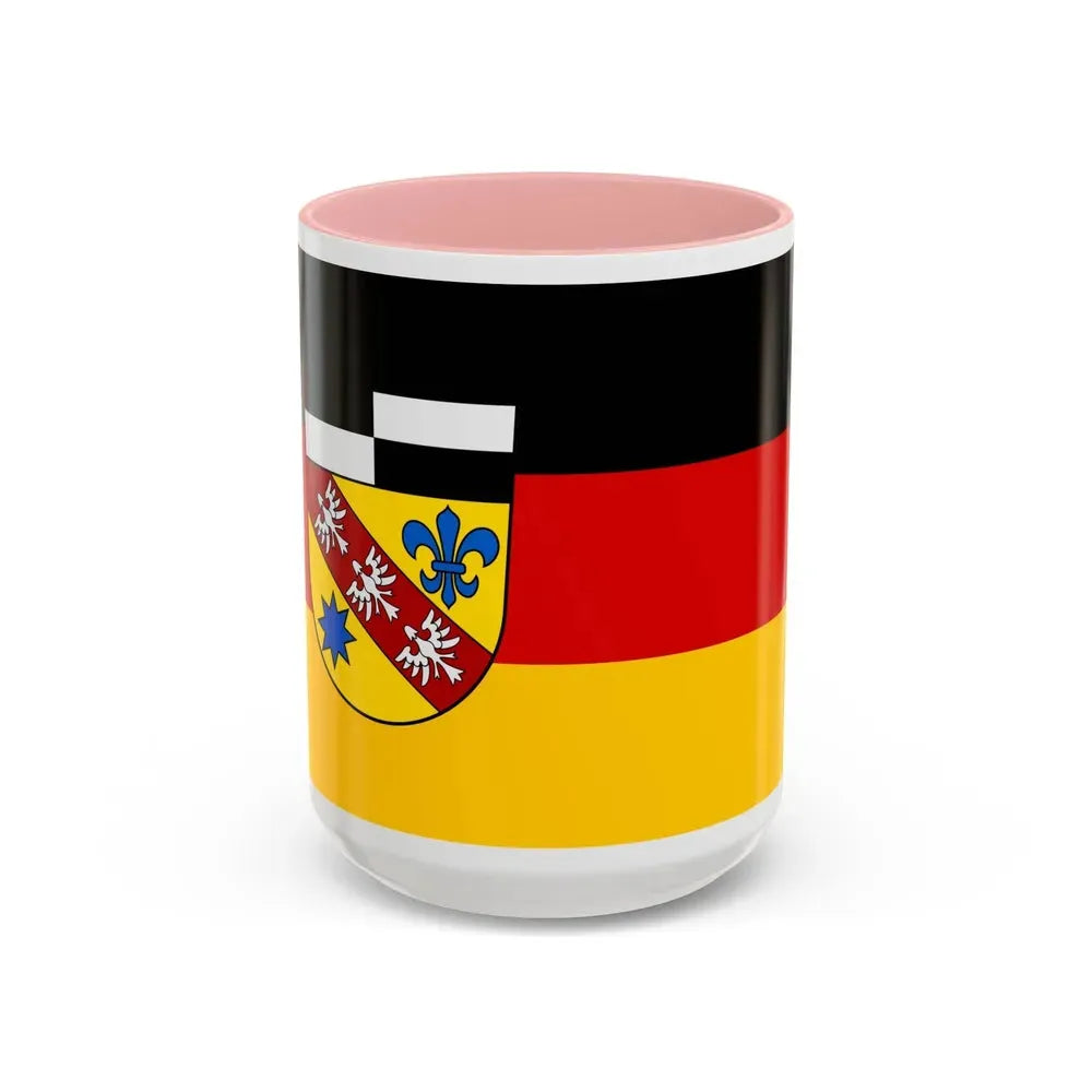 Flag of Saarlouis Germany - Accent Coffee Mug 15oz Pink - Go Mug Yourself