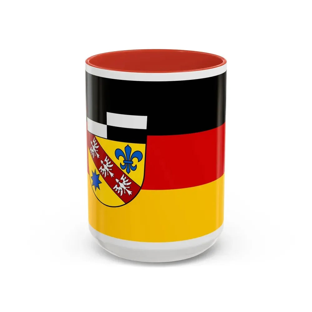 Flag of Saarlouis Germany - Accent Coffee Mug 15oz Red - Go Mug Yourself