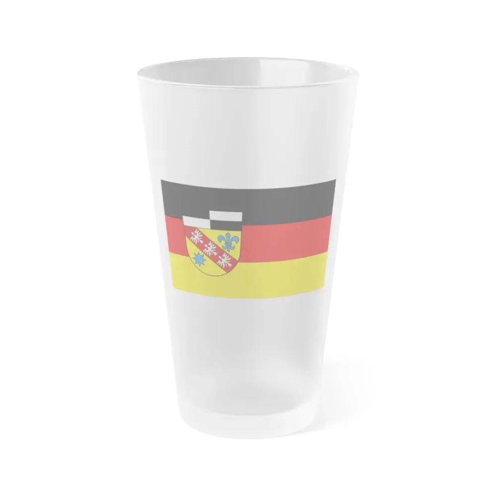 Flag of Saarlouis Germany - Frosted Pint Glass 16oz 16oz Frosted - Go Mug Yourself