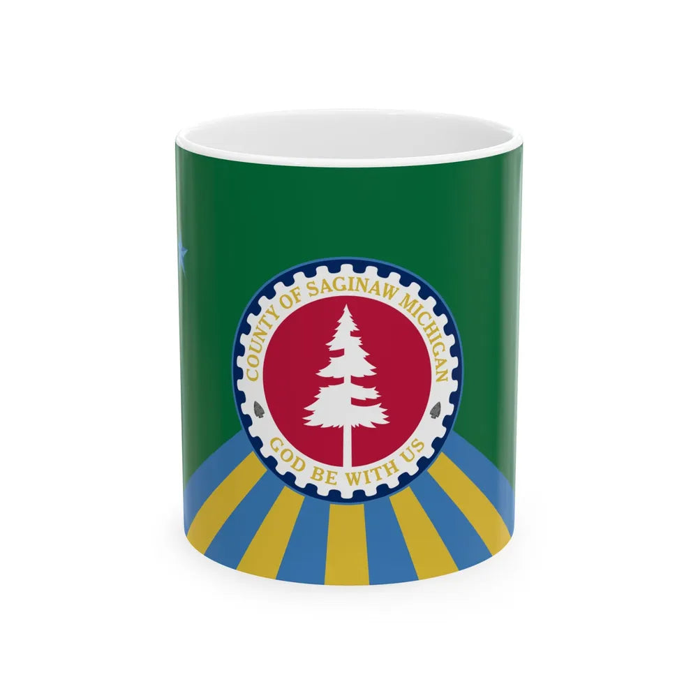Flag of Saginaw County Michigan (United States) White Coffee Mug 11oz - Go Mug Yourself