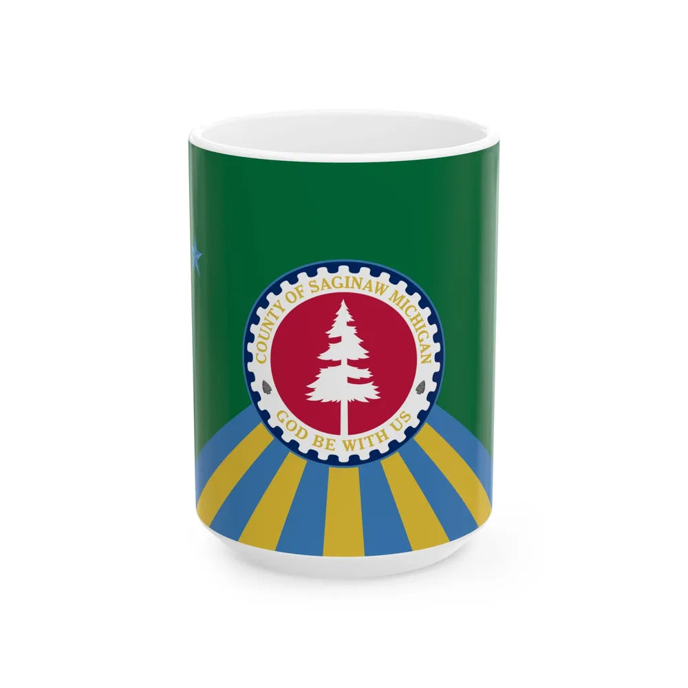 Flag of Saginaw County Michigan (United States) White Coffee Mug 15oz - Go Mug Yourself
