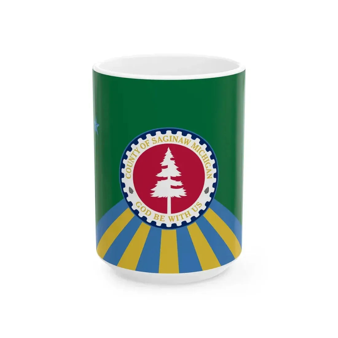 Flag of Saginaw County Michigan (United States) White Coffee Mug 15oz - Go Mug Yourself