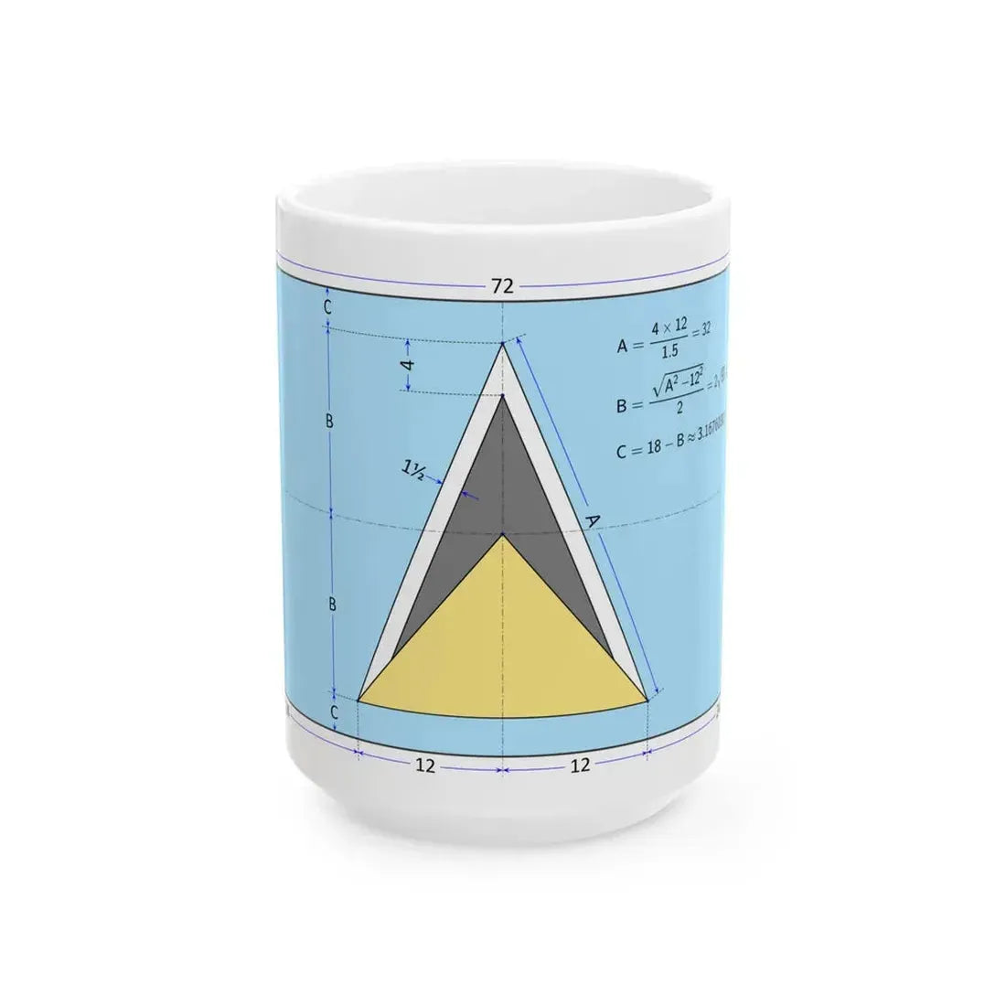 Flag of Saint Lucia construction sheet (Saint Lucia) White Coffee Mug 15oz - Go Mug Yourself