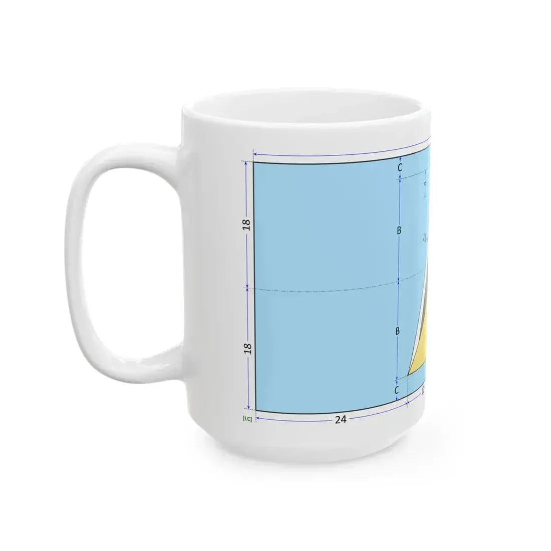 Flag of Saint Lucia construction sheet (Saint Lucia) White Coffee Mug - Go Mug Yourself