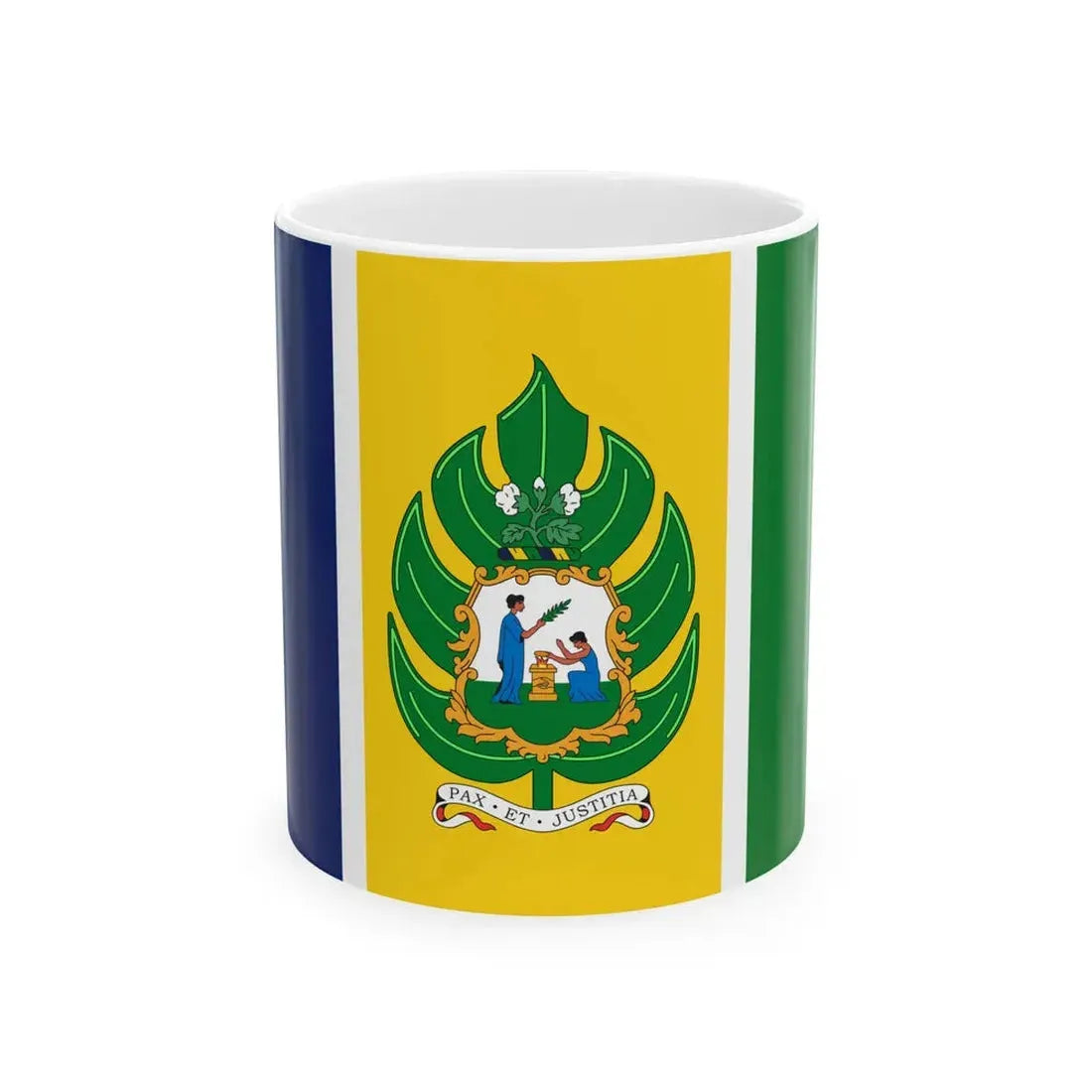 Flag of Saint Vincent and the Grenadines 1979-1985 (Saint Vincent and the Grenadines) White Coffee Mug 11oz - Go Mug Yourself