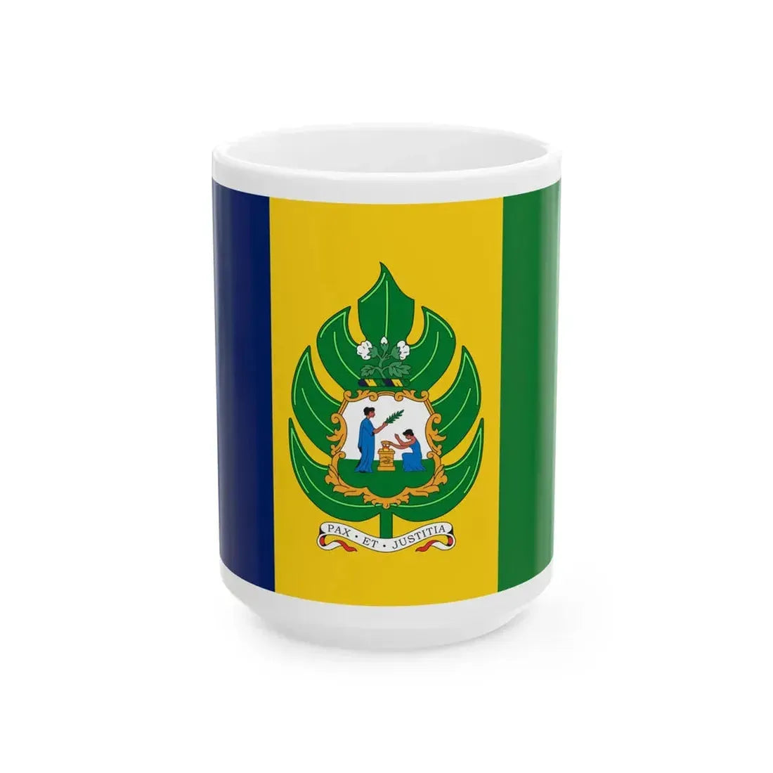 Flag of Saint Vincent and the Grenadines 1985 (Saint Vincent and the Grenadines) White Coffee Mug 15oz - Go Mug Yourself