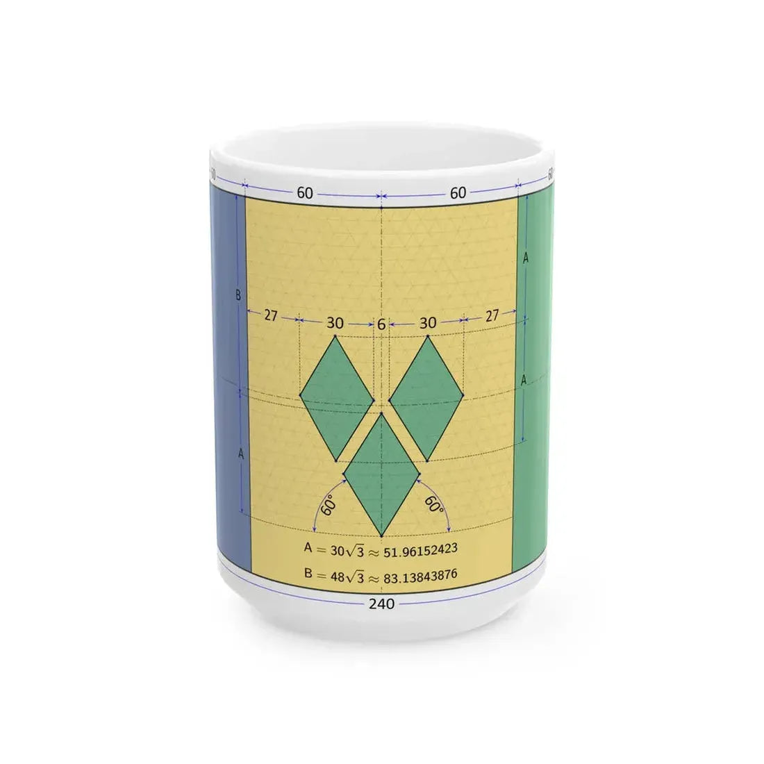 Flag of Saint Vincent and the Grenadines construction sheet (Saint Vincent and the Grenadines) White Coffee Mug 15oz - Go Mug Yourself