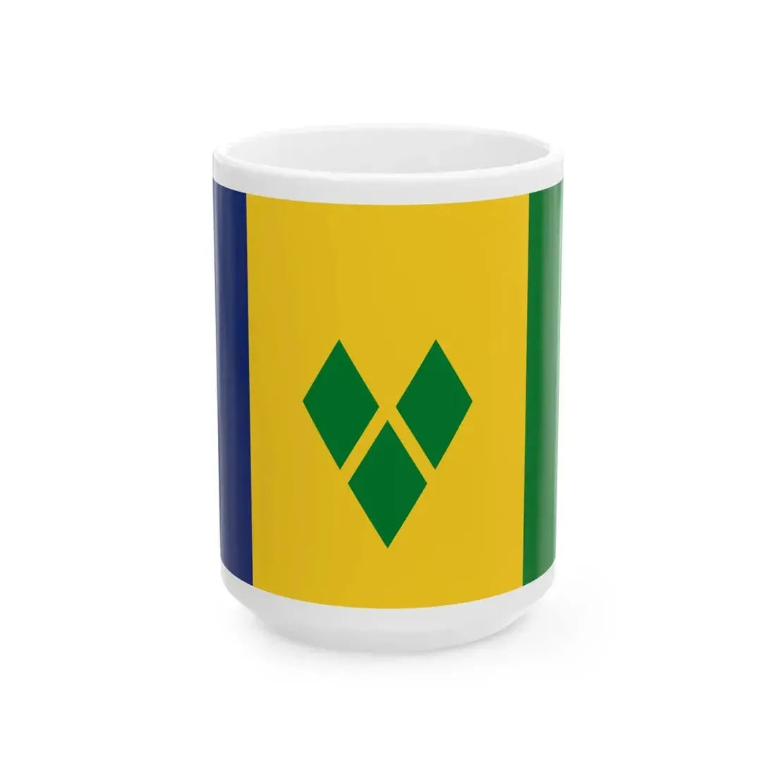 Flag of Saint Vincent and the Grenadines (Saint Vincent and the Grenadines) White Coffee Mug 15oz - Go Mug Yourself