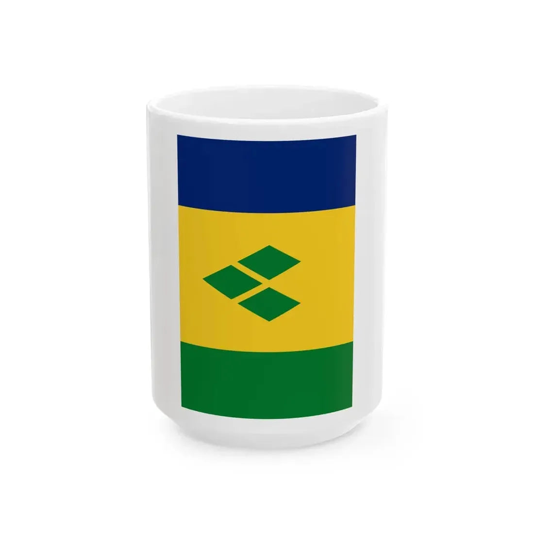 Flag of Saint Vincent and the Grenadines vertical (Saint Vincent and the Grenadines) White Coffee Mug 15oz - Go Mug Yourself