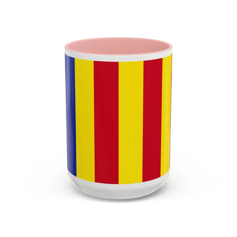 Flag of Salerno Italy - Accent Coffee Mug 15oz Pink - Go Mug Yourself