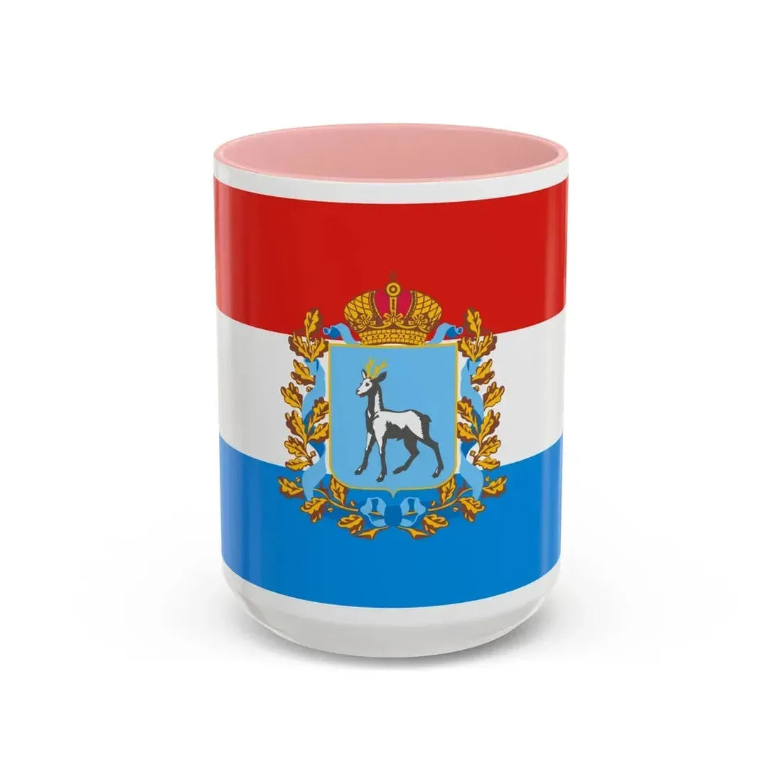 Flag of Samara Oblast Russia - Accent Coffee Mug 15oz Pink - Go Mug Yourself