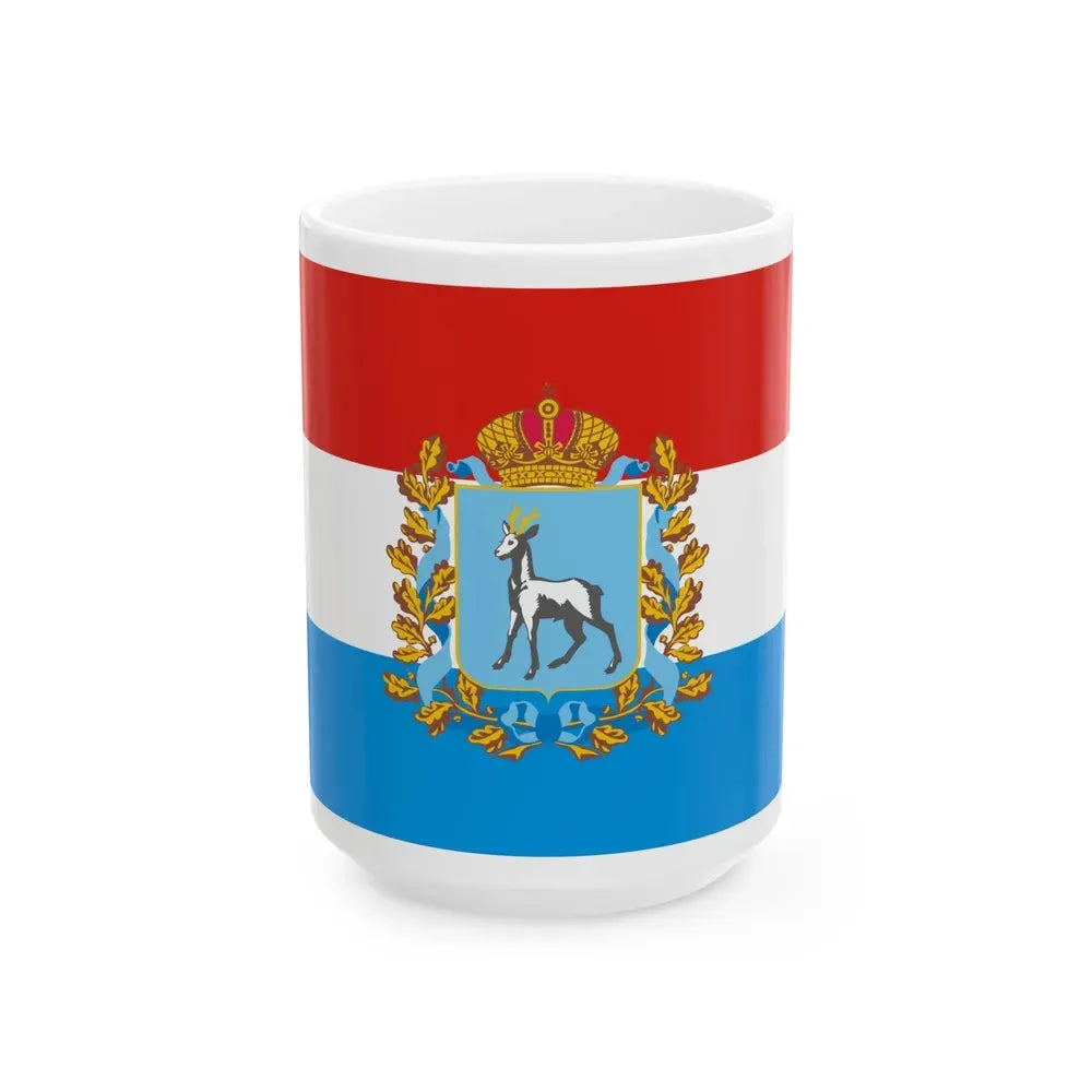 Flag of Samara Oblast Russia - White Coffee Mug 15oz - Go Mug Yourself