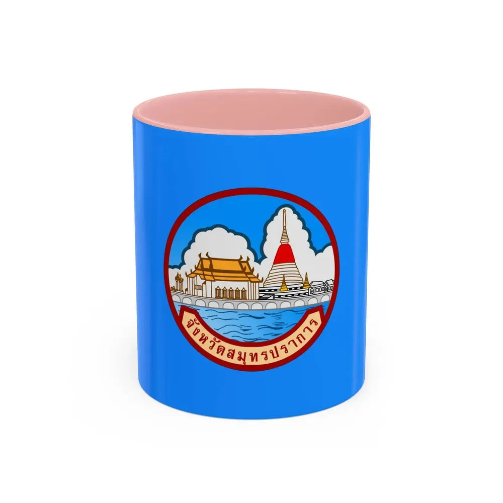 Flag of Samut Prakan Province Thailand - Accent Coffee Mug 11oz Pink - Go Mug Yourself
