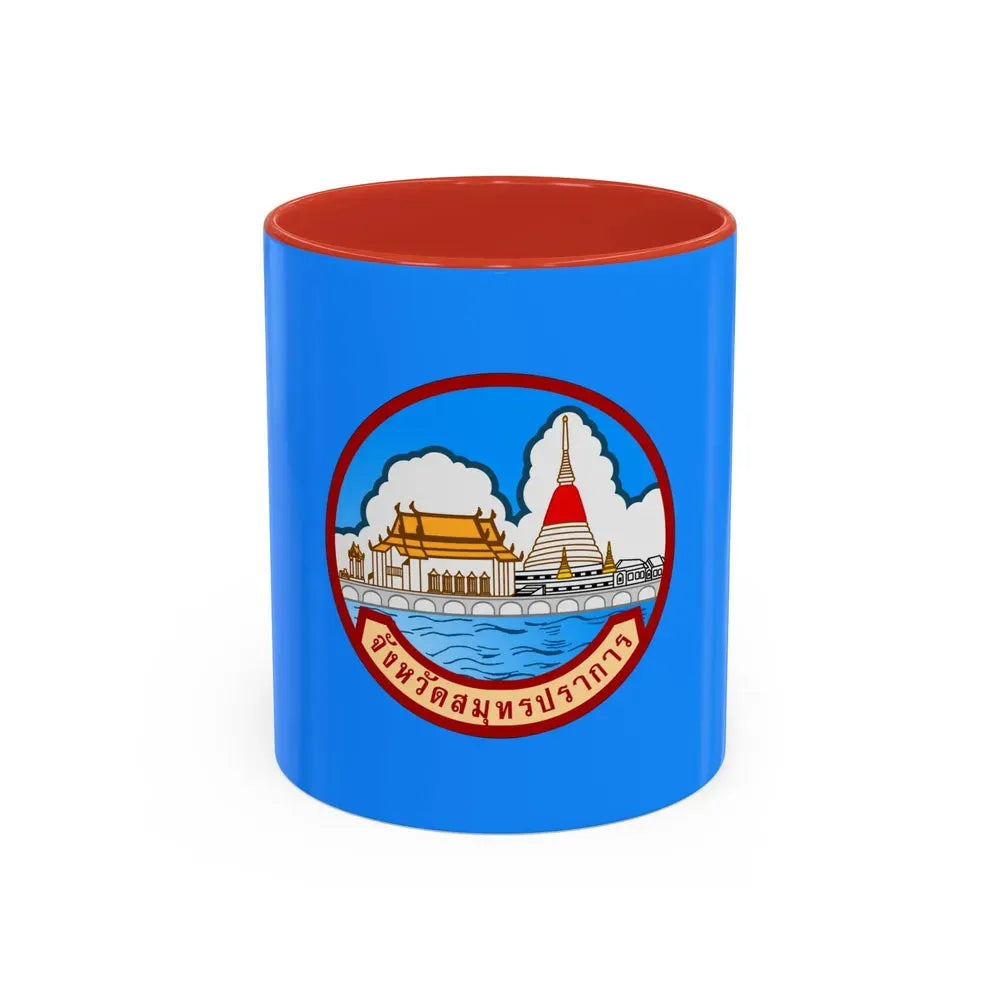 Flag of Samut Prakan Province Thailand - Accent Coffee Mug 11oz Red - Go Mug Yourself