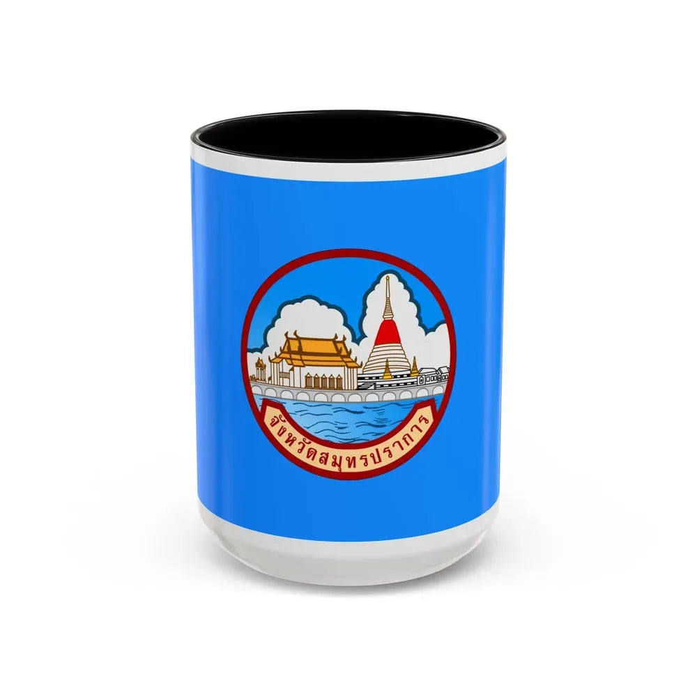 Flag of Samut Prakan Province Thailand - Accent Coffee Mug 15oz Black - Go Mug Yourself