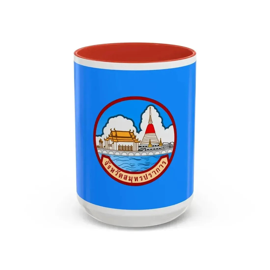 Flag of Samut Prakan Province Thailand - Accent Coffee Mug 15oz Red - Go Mug Yourself
