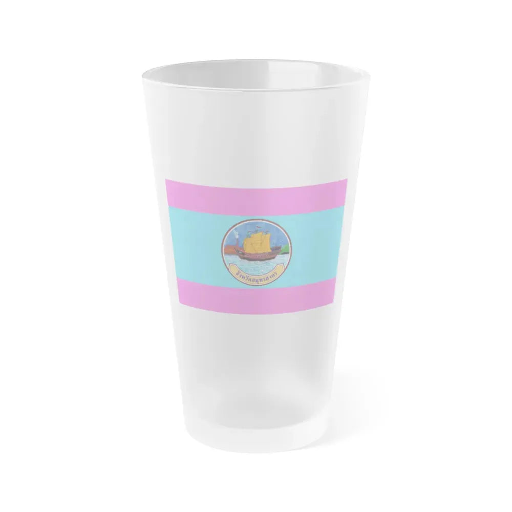 Flag of Samut Sakhon Province Thailand - Frosted Pint Glass 16oz 16oz Frosted - Go Mug Yourself