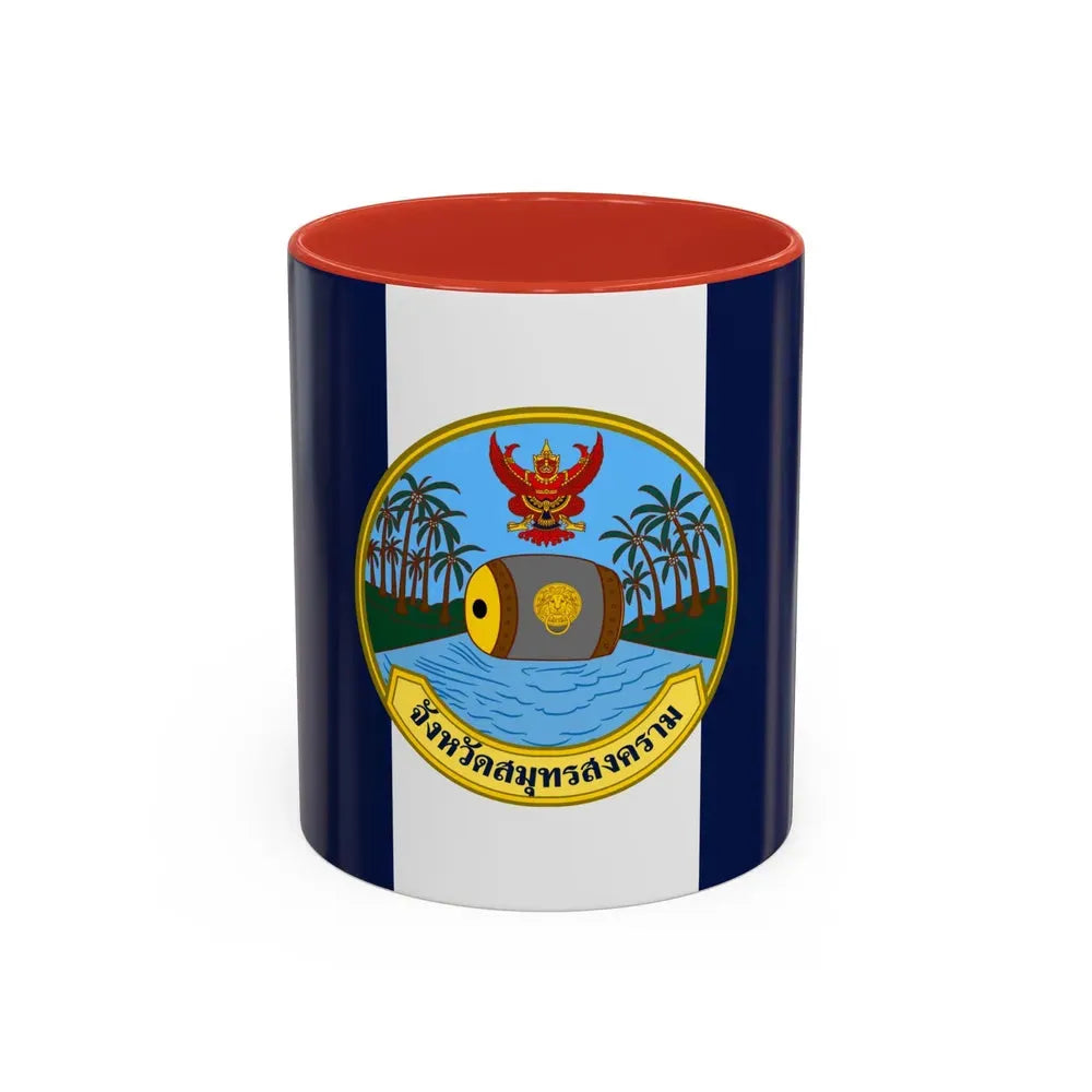 Flag of Samut Songkhram Province Thailand - Accent Coffee Mug 11oz Red - Go Mug Yourself