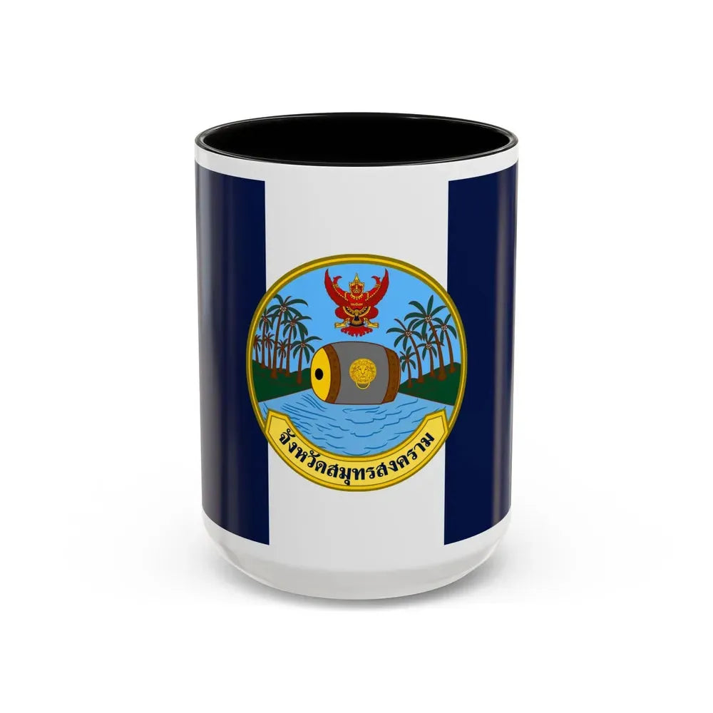 Flag of Samut Songkhram Province Thailand - Accent Coffee Mug 15oz Black - Go Mug Yourself