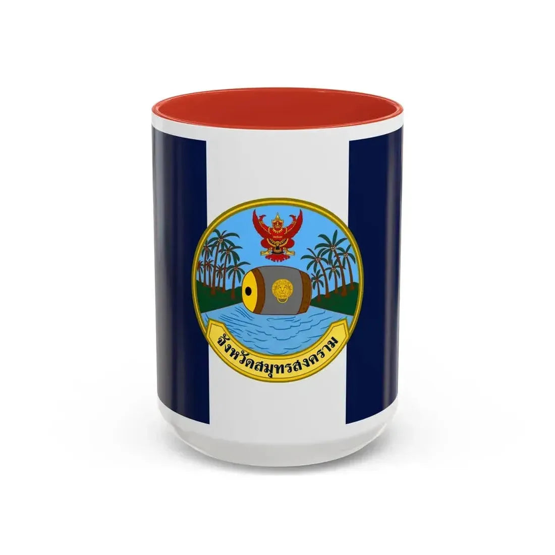 Flag of Samut Songkhram Province Thailand - Accent Coffee Mug 15oz Red - Go Mug Yourself