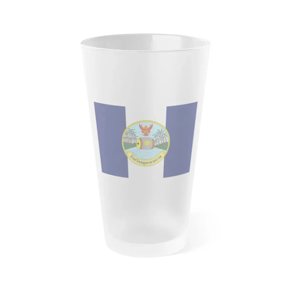 Flag of Samut Songkhram Province Thailand - Frosted Pint Glass 16oz 16oz Frosted - Go Mug Yourself