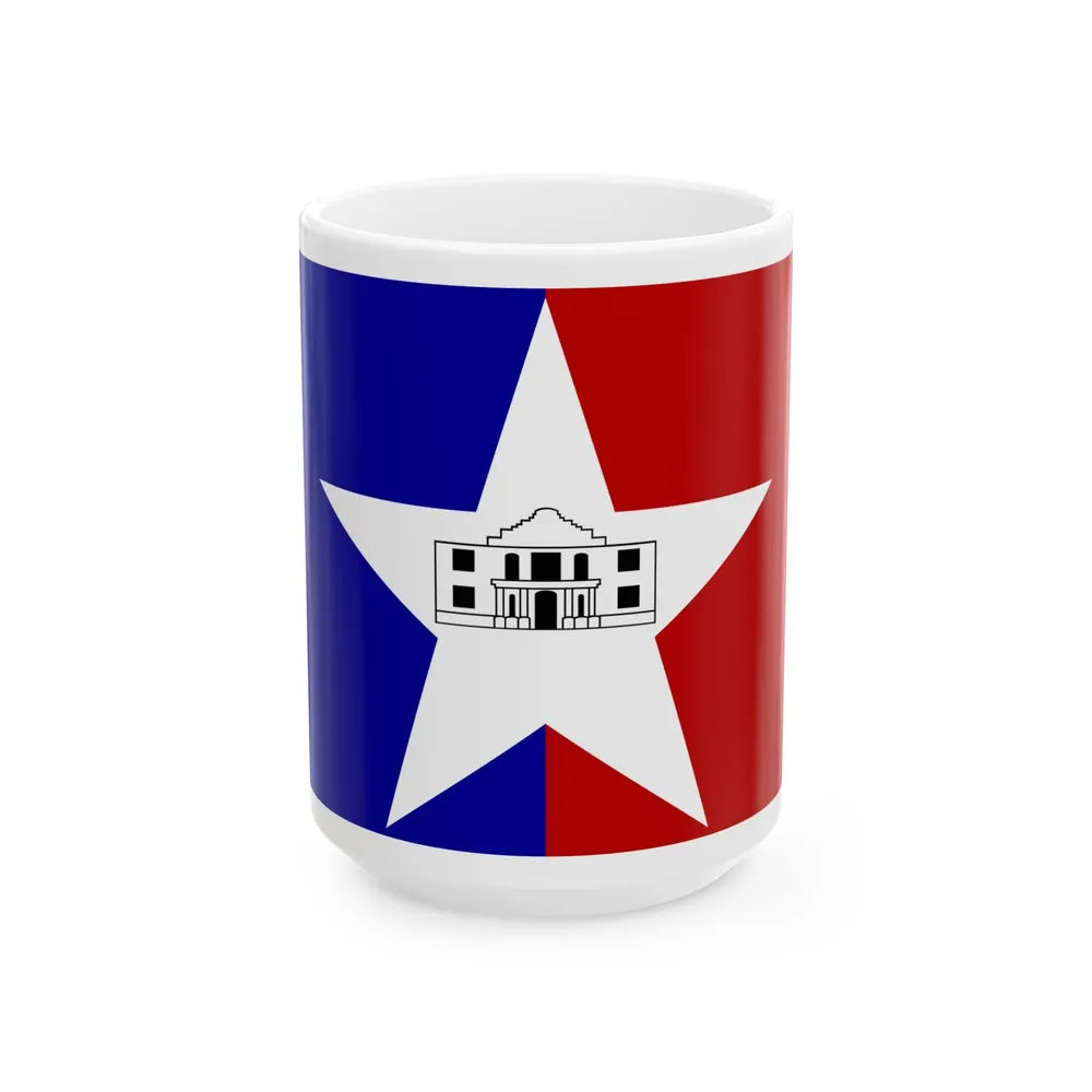 Flag of San Antonio Texas (United States) White Coffee Mug 15oz - Go Mug Yourself