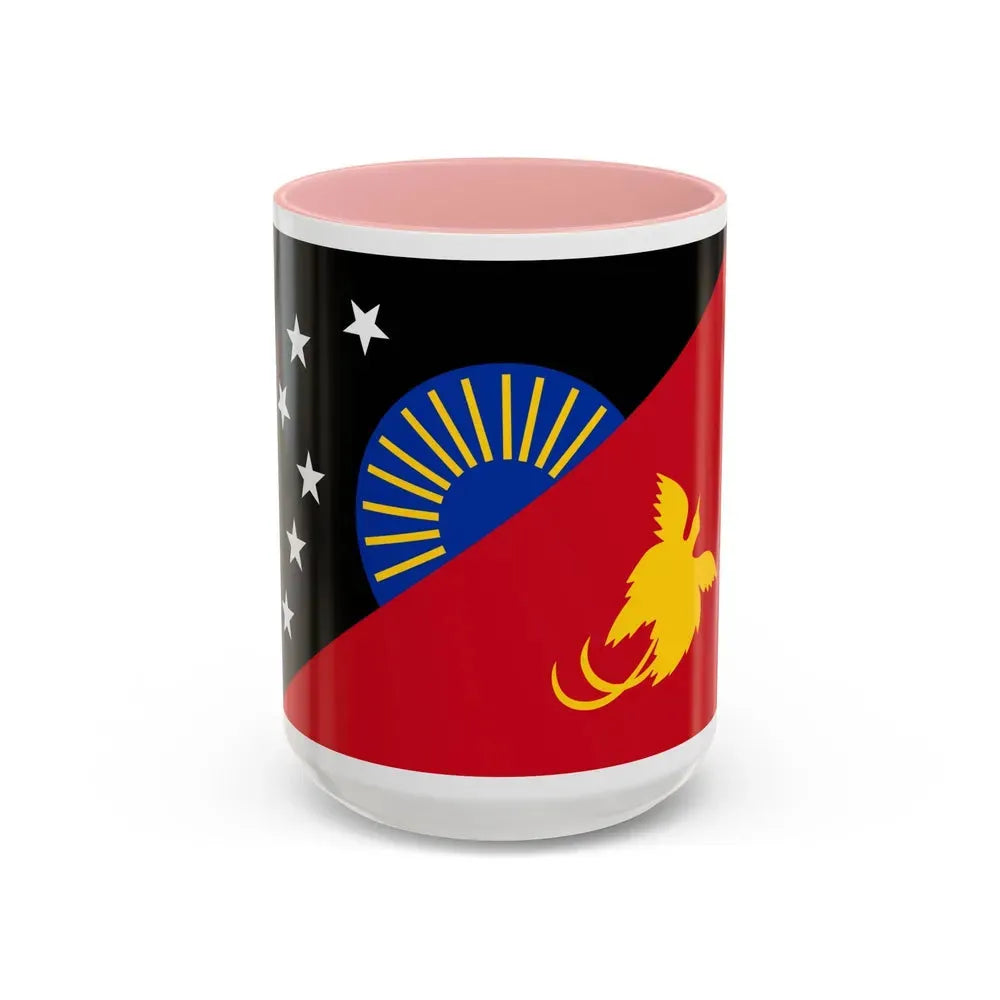 Flag of Sandaun Papa New Guinea - Accent Coffee Mug 15oz Pink - Go Mug Yourself
