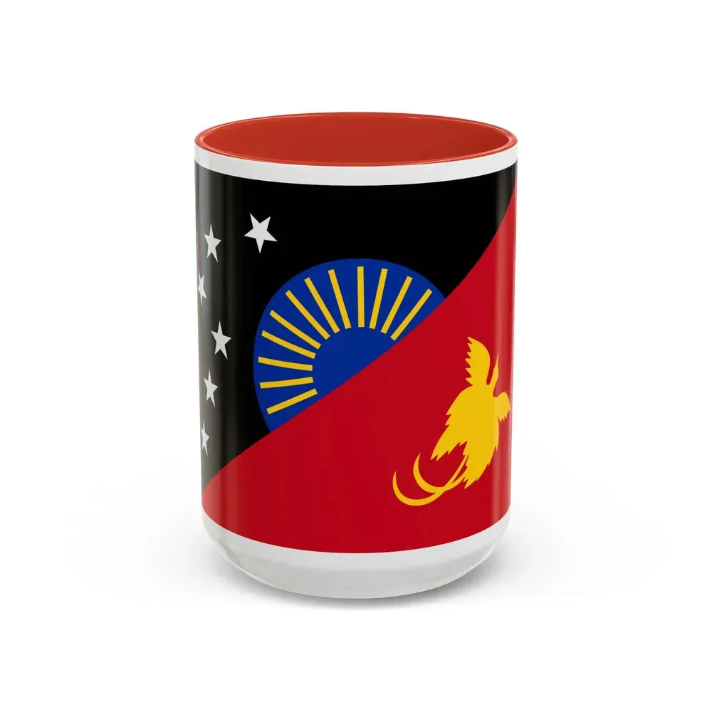 Flag of Sandaun Papa New Guinea - Accent Coffee Mug 15oz Red - Go Mug Yourself