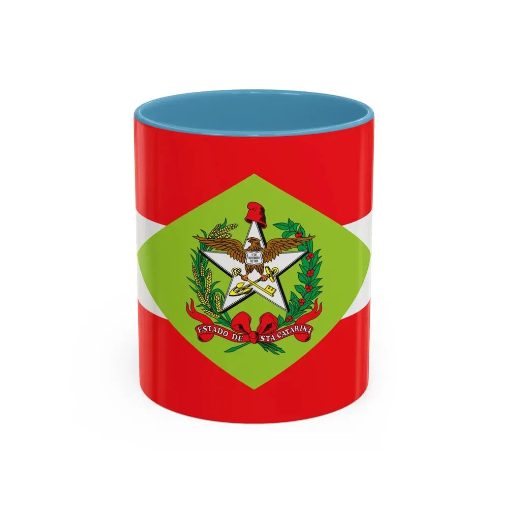Flag of Santa Catarina Brazil - Accent Coffee Mug 11oz Light Blue - Go Mug Yourself