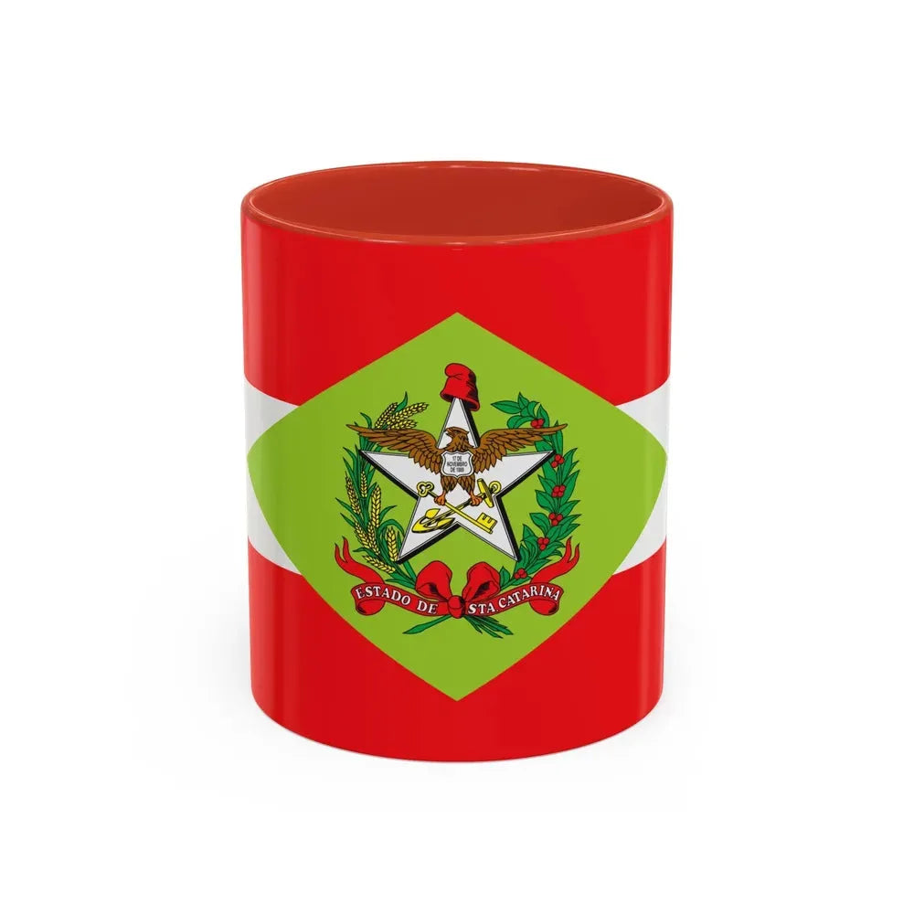 Flag of Santa Catarina Brazil - Accent Coffee Mug 11oz Red - Go Mug Yourself