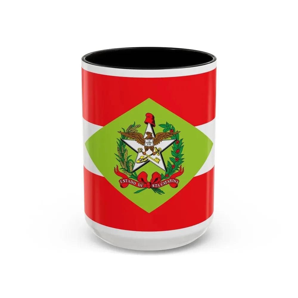 Flag of Santa Catarina Brazil - Accent Coffee Mug 15oz Black - Go Mug Yourself