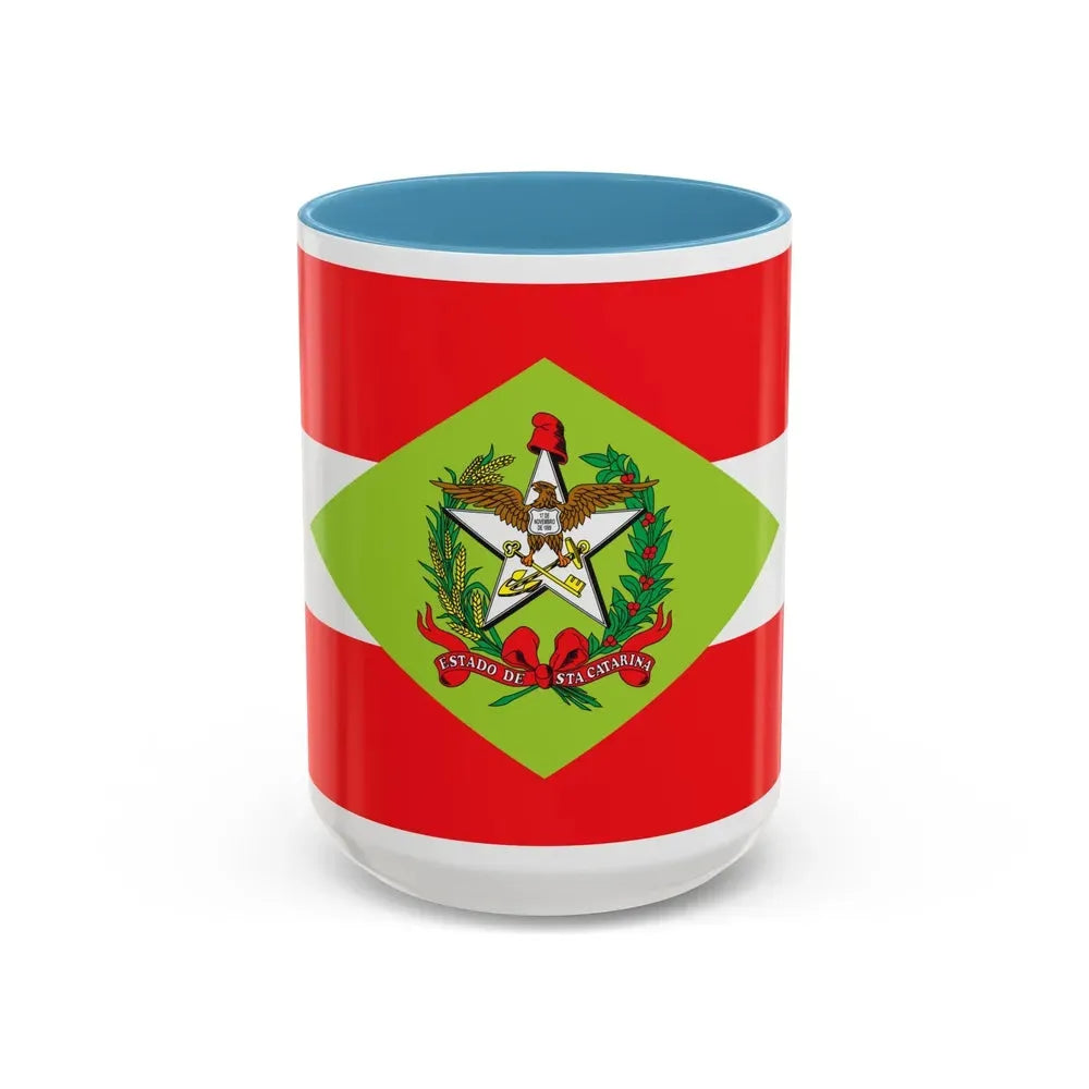 Flag of Santa Catarina Brazil - Accent Coffee Mug 15oz Light Blue - Go Mug Yourself