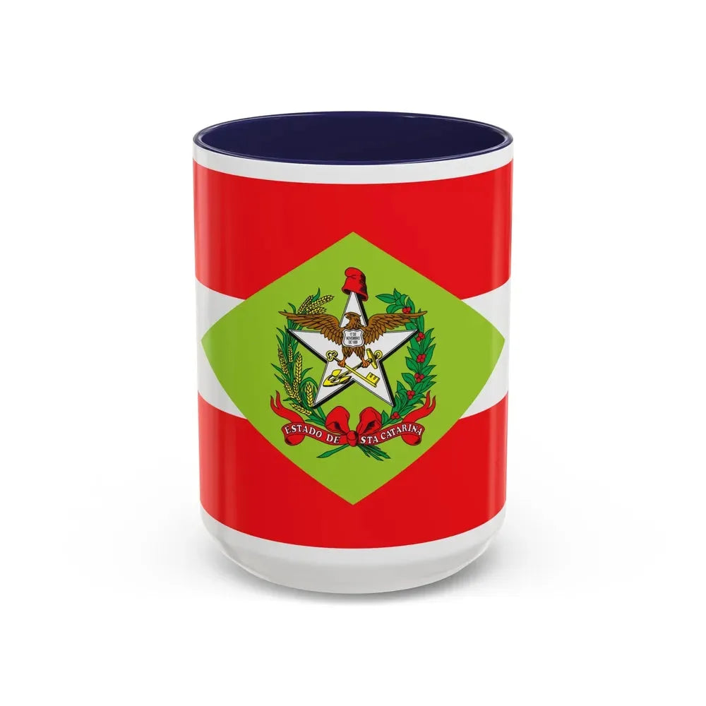 Flag of Santa Catarina Brazil - Accent Coffee Mug 15oz Navy - Go Mug Yourself