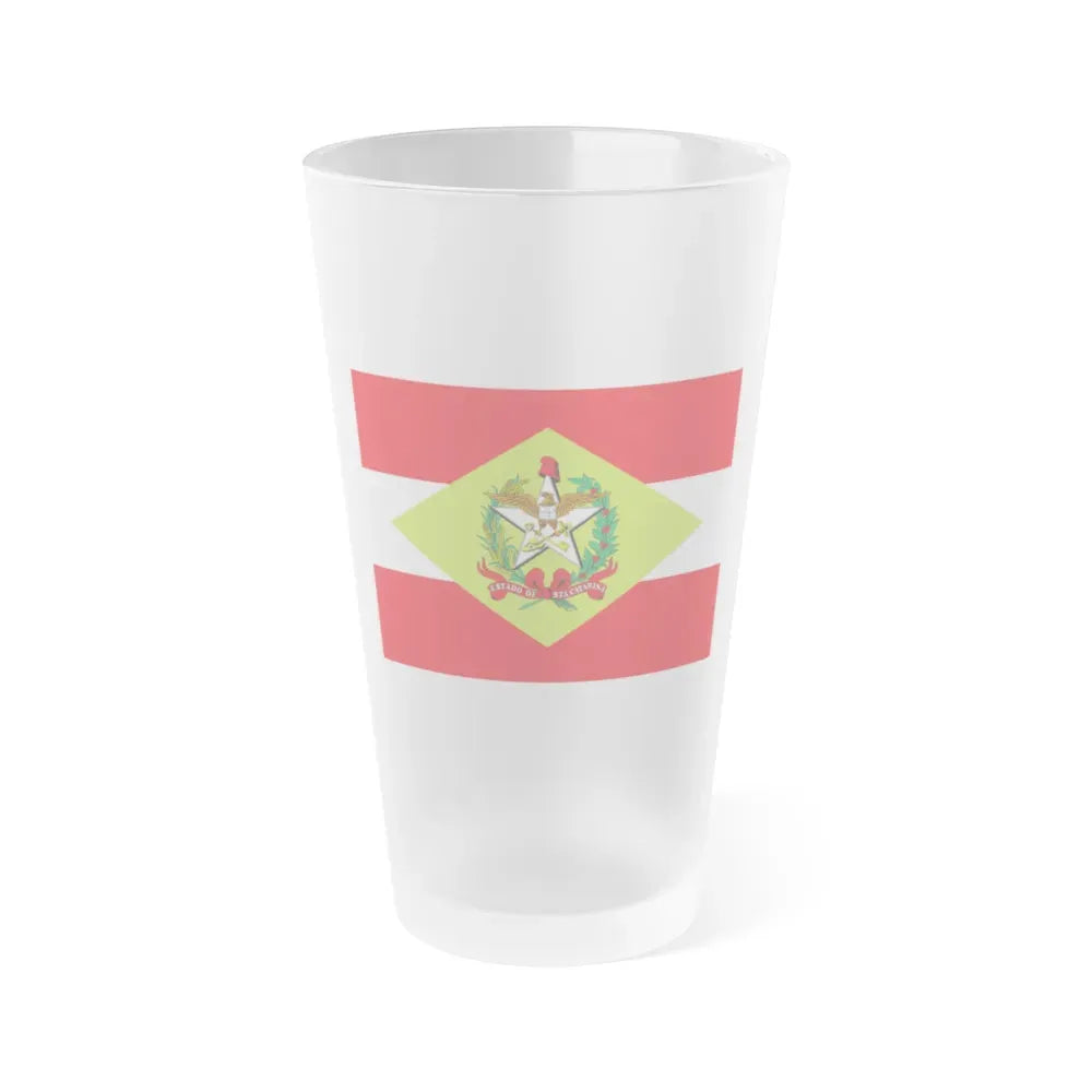 Flag of Santa Catarina Brazil - Frosted Pint Glass 16oz 16oz Frosted - Go Mug Yourself