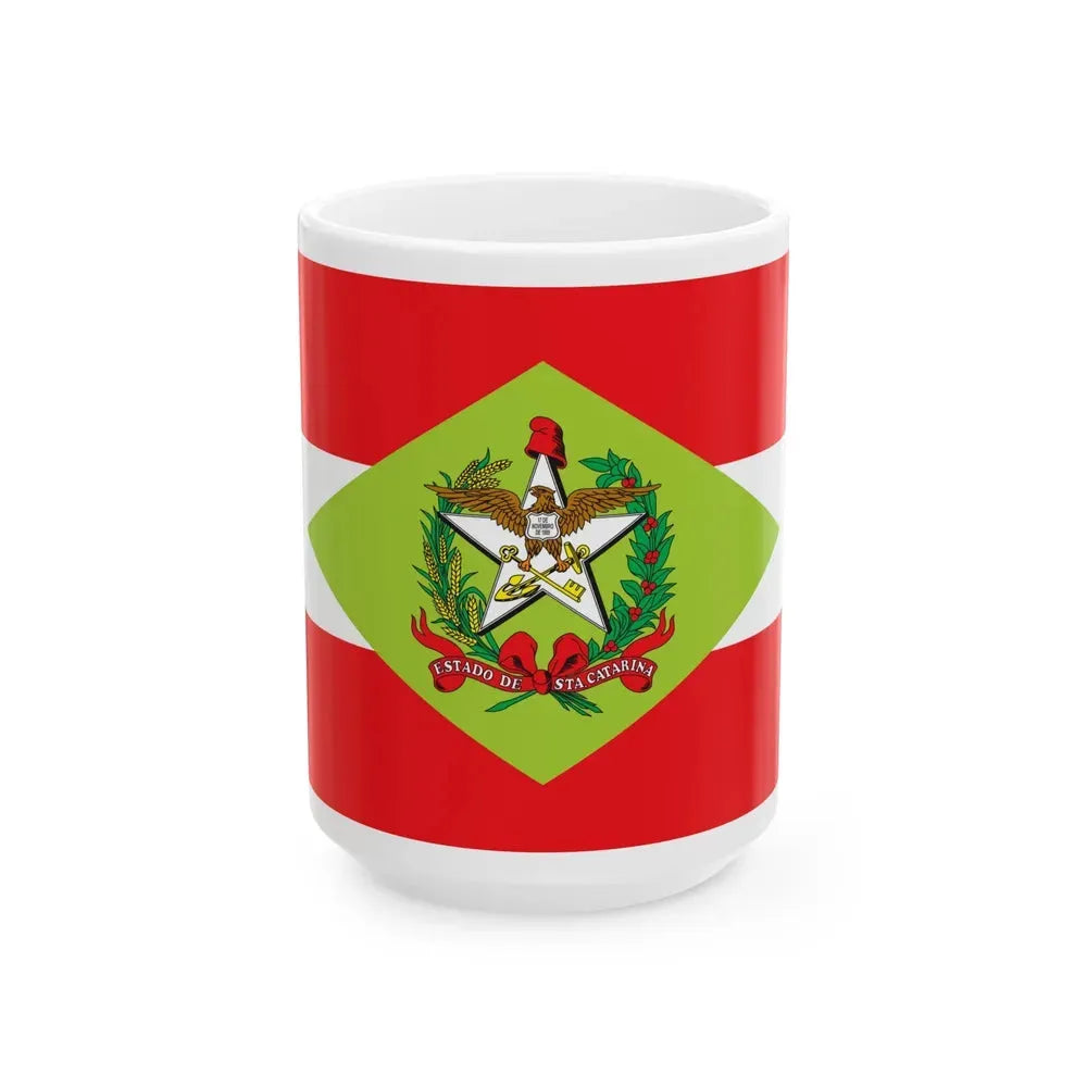 Flag of Santa Catarina Brazil - White Coffee Mug 15oz - Go Mug Yourself