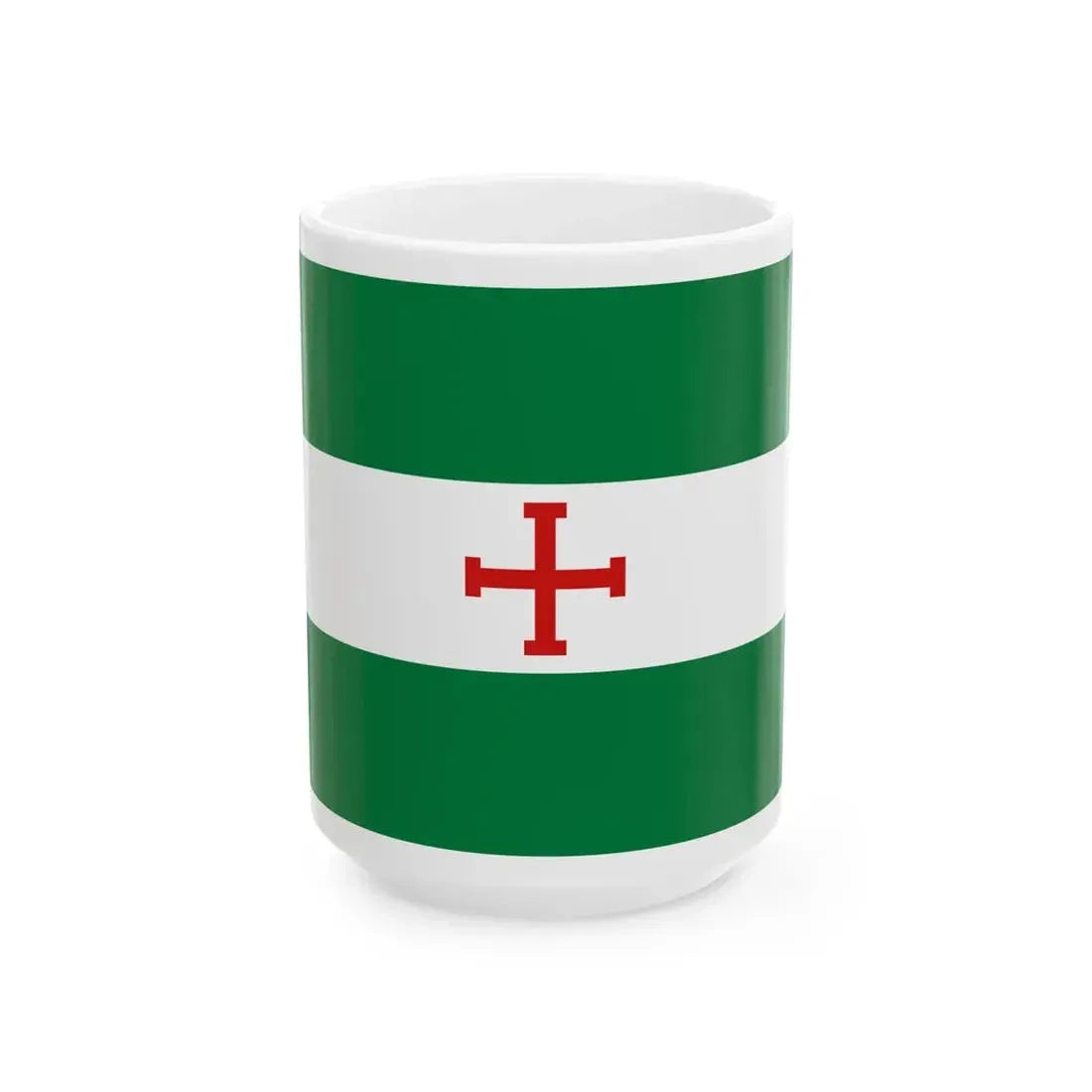 Flag of Santa Cruz with a red Jerusalem Cross (Bolivia) White Coffee Mug 15oz - Go Mug Yourself