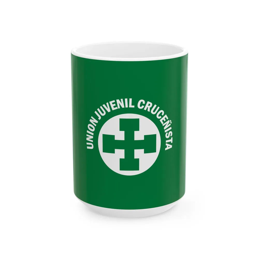 Flag of Santa Cruz Youth Union (Bolivia) White Coffee Mug 15oz - Go Mug Yourself
