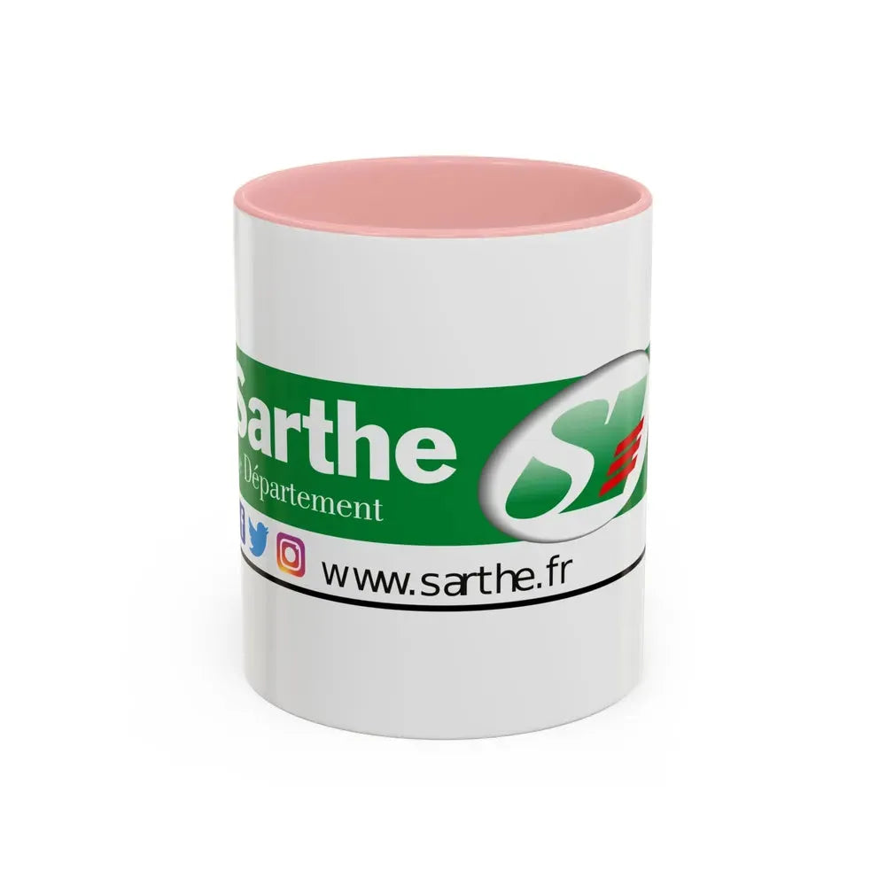 Flag of Sarthe France - Accent Coffee Mug 11oz Pink - Go Mug Yourself