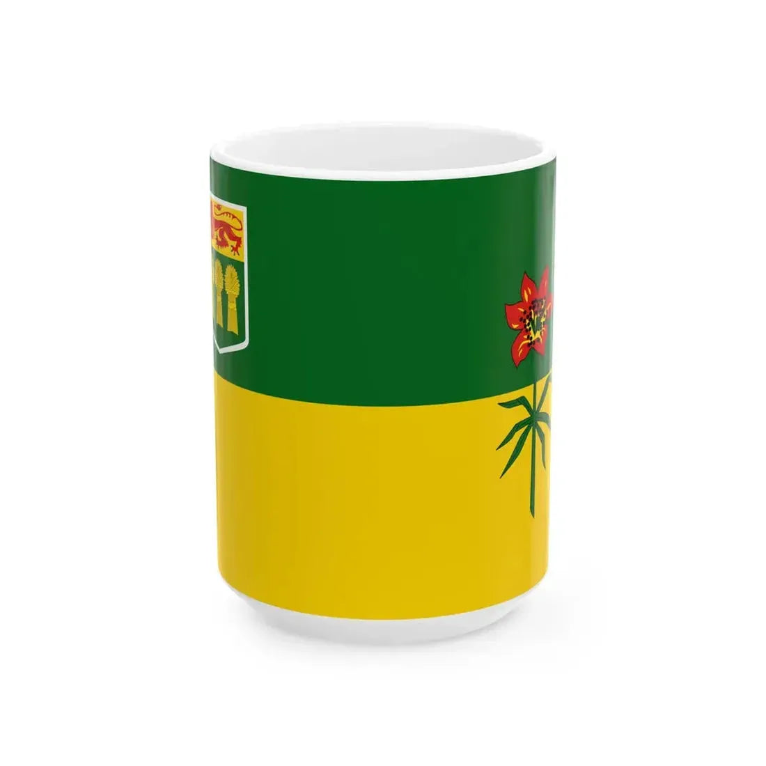 Flag of Saskatchewan 3-2 (Canada) White Coffee Mug 15oz - Go Mug Yourself