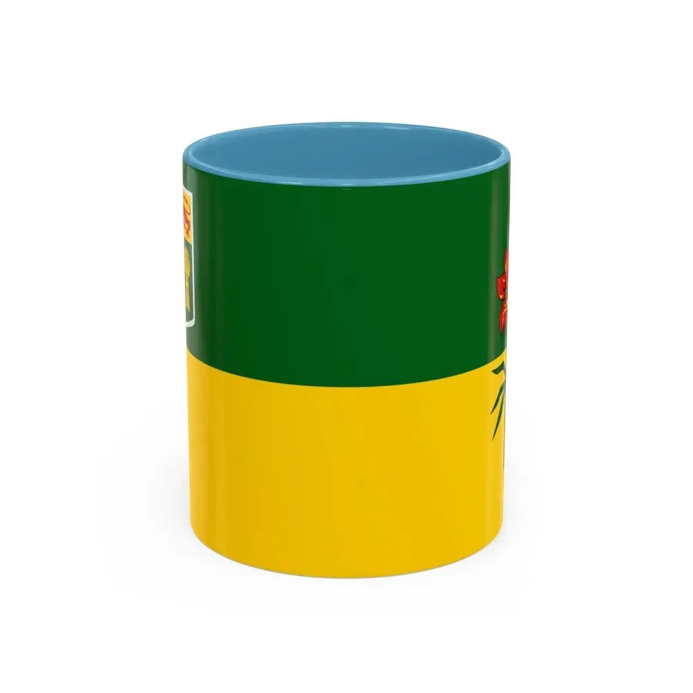 Flag of Saskatchewan Canada - Accent Coffee Mug 11oz Light Blue - Go Mug Yourself